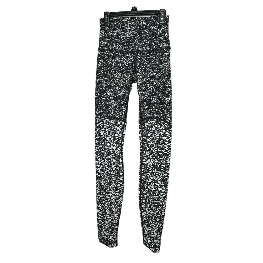 Lululemon Wunder Under High Rise Black and White Activewear Leggings Size 4